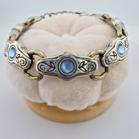 Brighton Jewelry - BRIGHTON 'Celestine' Bracelet Blue SWAROVSKI Crystals Gold&Silver Plate 7.75"